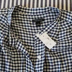 NWT Ann Taylor Gingham Button Down Shirt